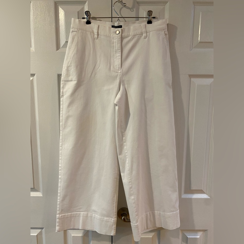 Eileen Fisher White Wide Leg Cotton Pants Size M/L